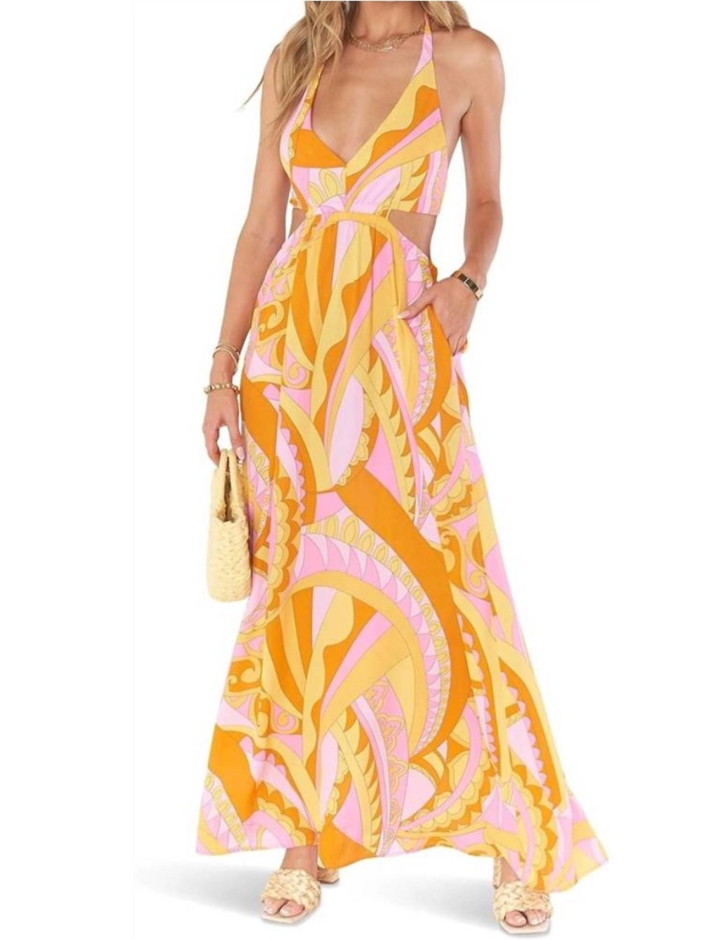 SHOW ME YOUR MUMU Marisol maxi dress in Caribbean cocktail NWT Size L vacation
